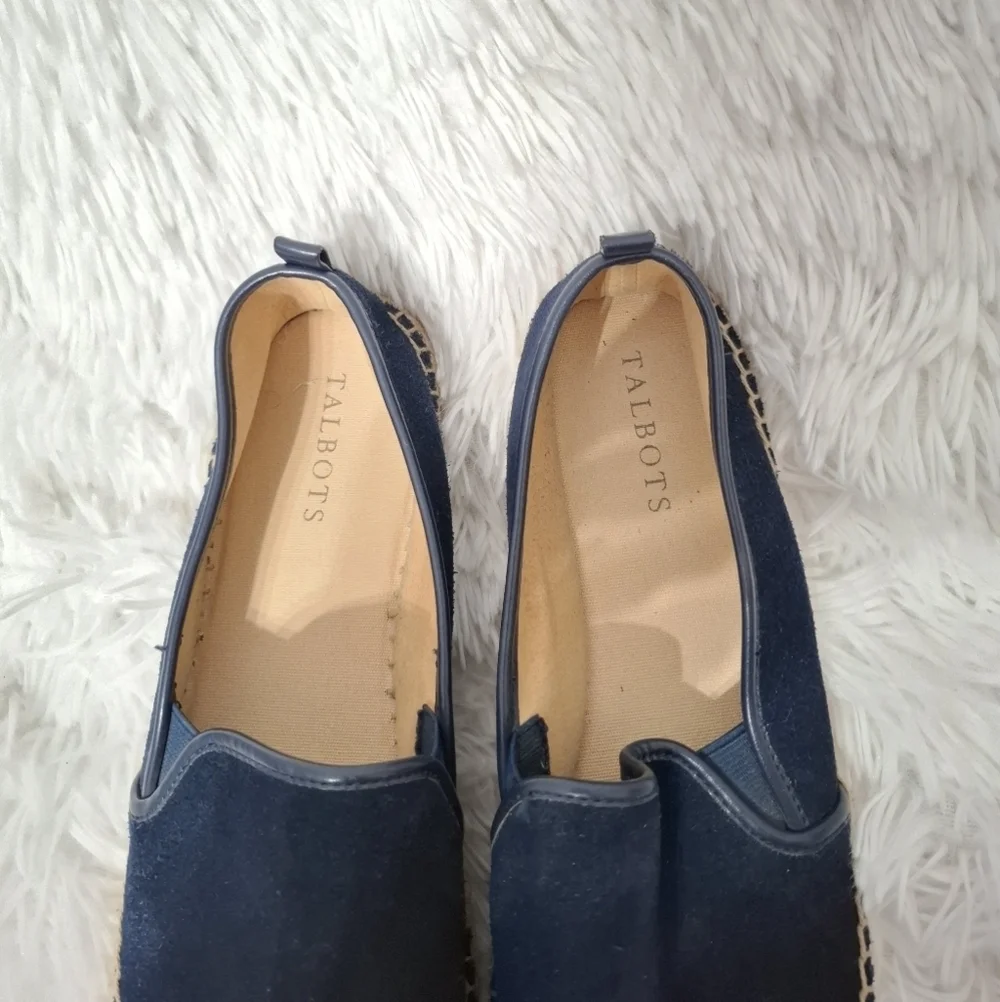 Talbots Izzy Espadrilles Blue Leather Colorblock Flats Womens 9.5 M